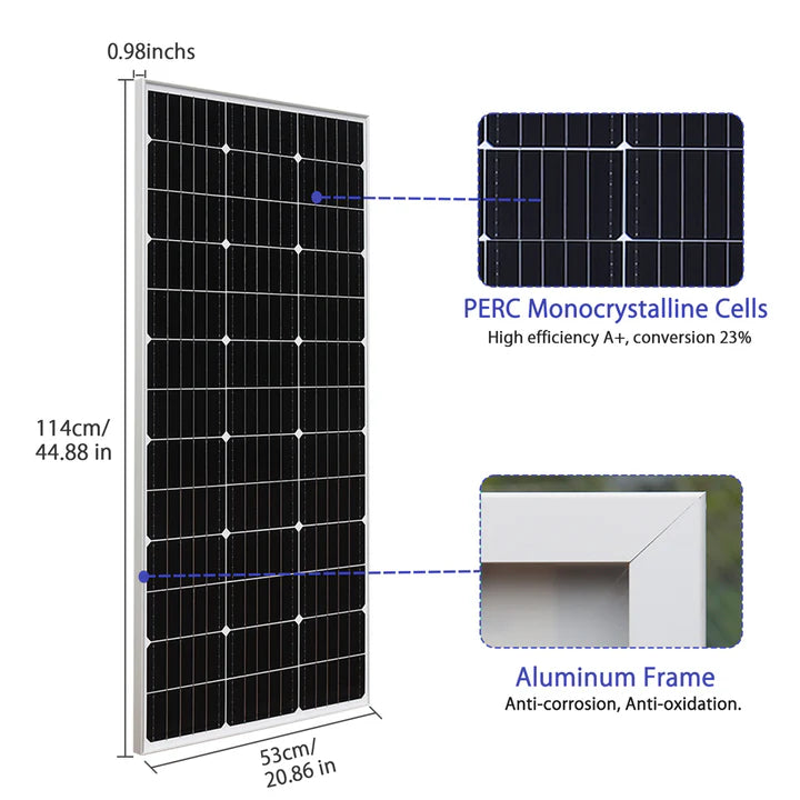 FE-FAITH  100 Watt 12 Volt Monocrystalline Solar Panel