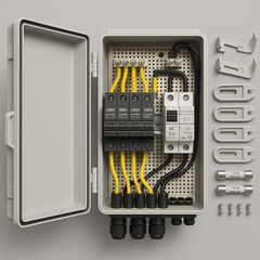 Fe Faith  SolisEdge™ 4-String Combiner Box – MC4 Valve, Waterproof