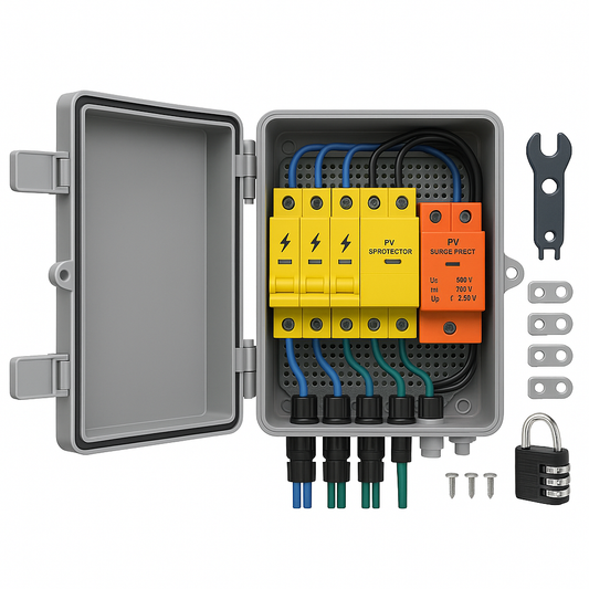 Fe Faith  SolisEdge™ 4-String Combiner Box – MC4 Valve, Waterproof