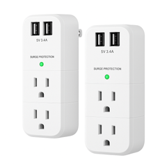 Fe Faith PowerFlow™ USB Outlet Extender – 2-Pack Surge Protector