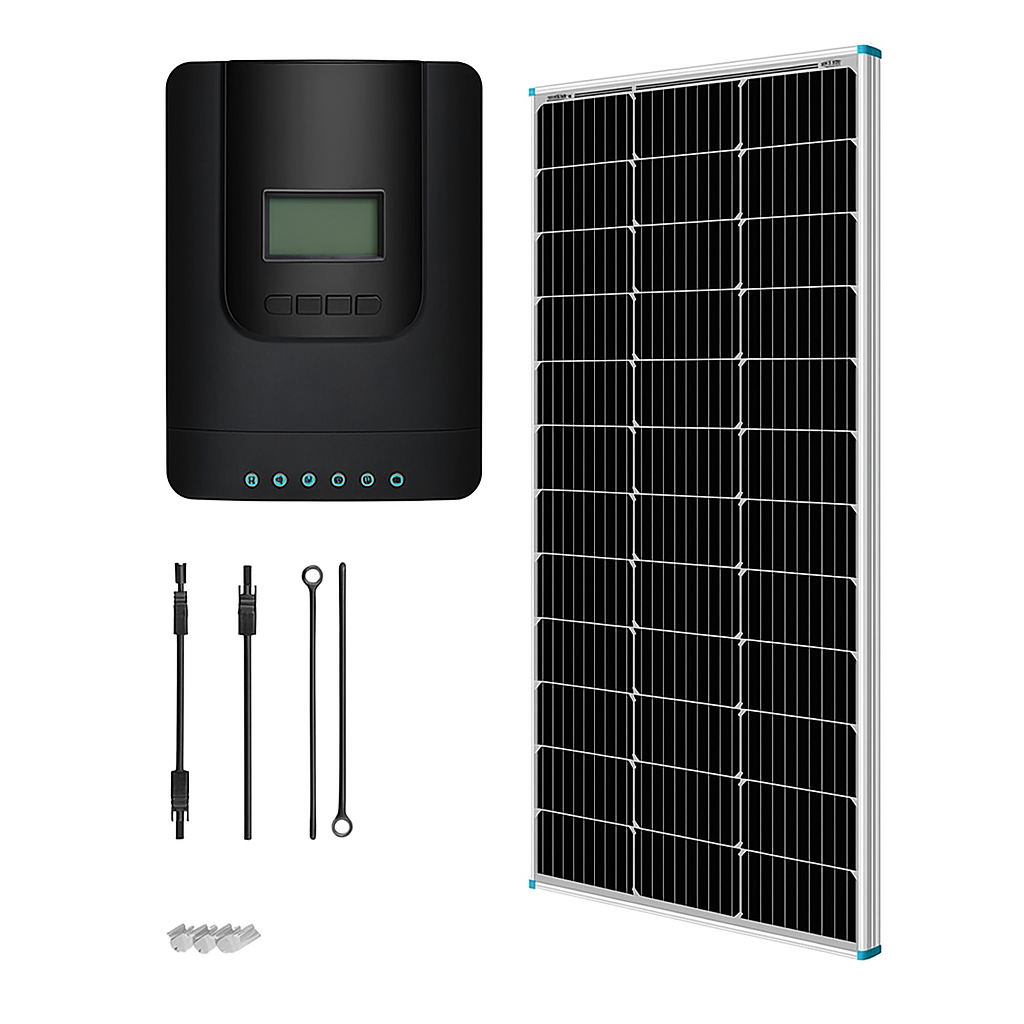 FE-FAITH 100 Watt 12 Volt Solar Starter Kit with 20A/40A MPPT Charge Controller