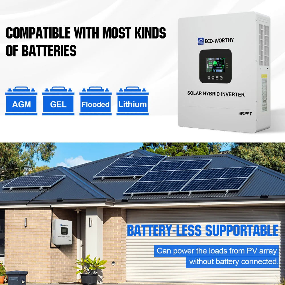FE-FAITH 5000W Solar Hybrid Inverter Charger 48V DC to 120V-240V AC Split Phase Power Inverter