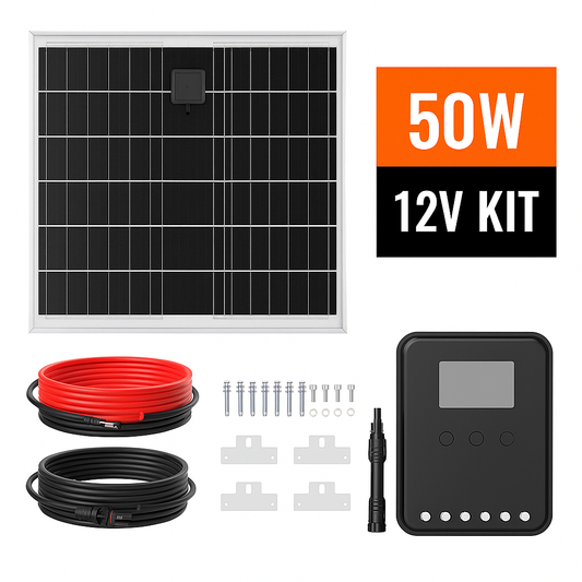 FE-FAITH 50W Solar Kit - Panel, 20A MPPT Controller, Wires & Brackets DIY Kit