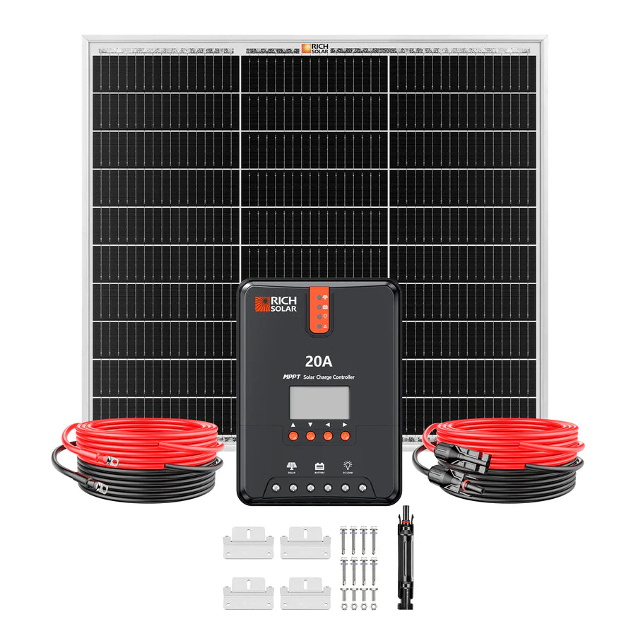 FE-FAITH 50W Solar Kit - Panel, 20A MPPT Controller, Wires & Brackets DIY Kit
