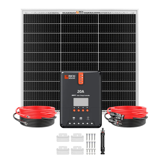FE-FAITH 50W Solar Kit - Panel, 20A MPPT Controller, Wires & Brackets DIY Kit