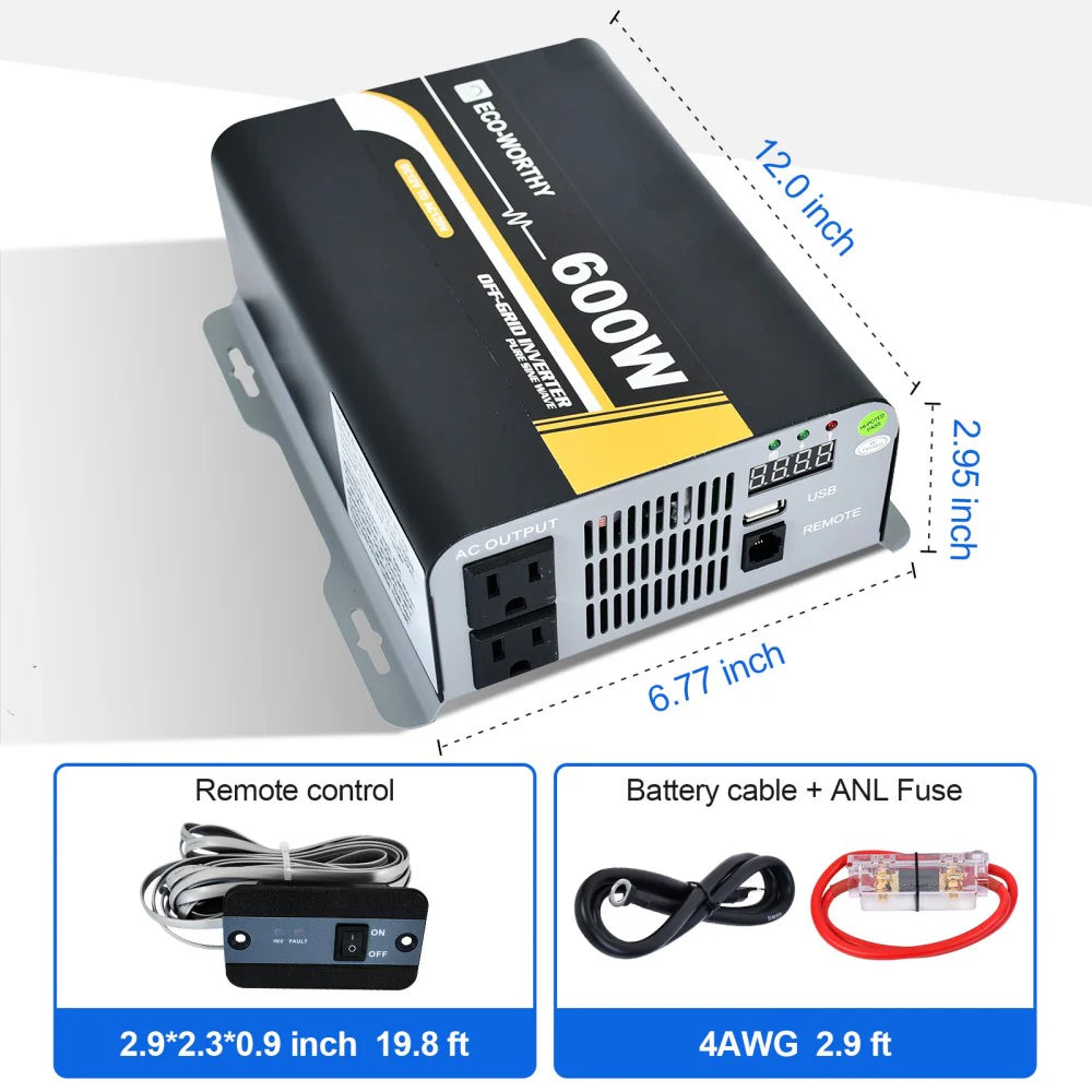 FE-FAITH 600W Off Grid Pure Sine Wave Inverter 12V to 110V