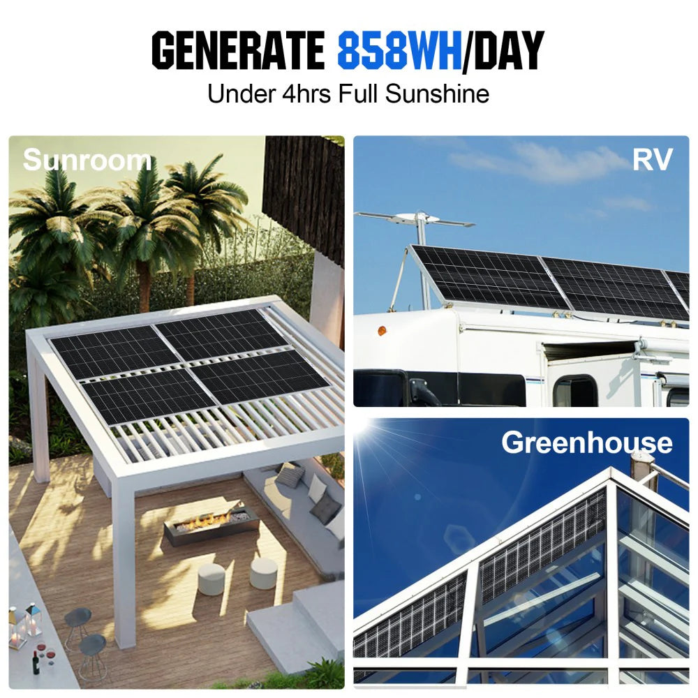 FE-FAITH Bifacial 195W 12V Monocrystalline Solar Panel