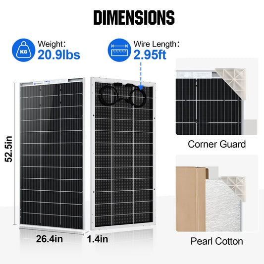 FE-FAITH Bifacial 195W 12V Monocrystalline Solar Panel