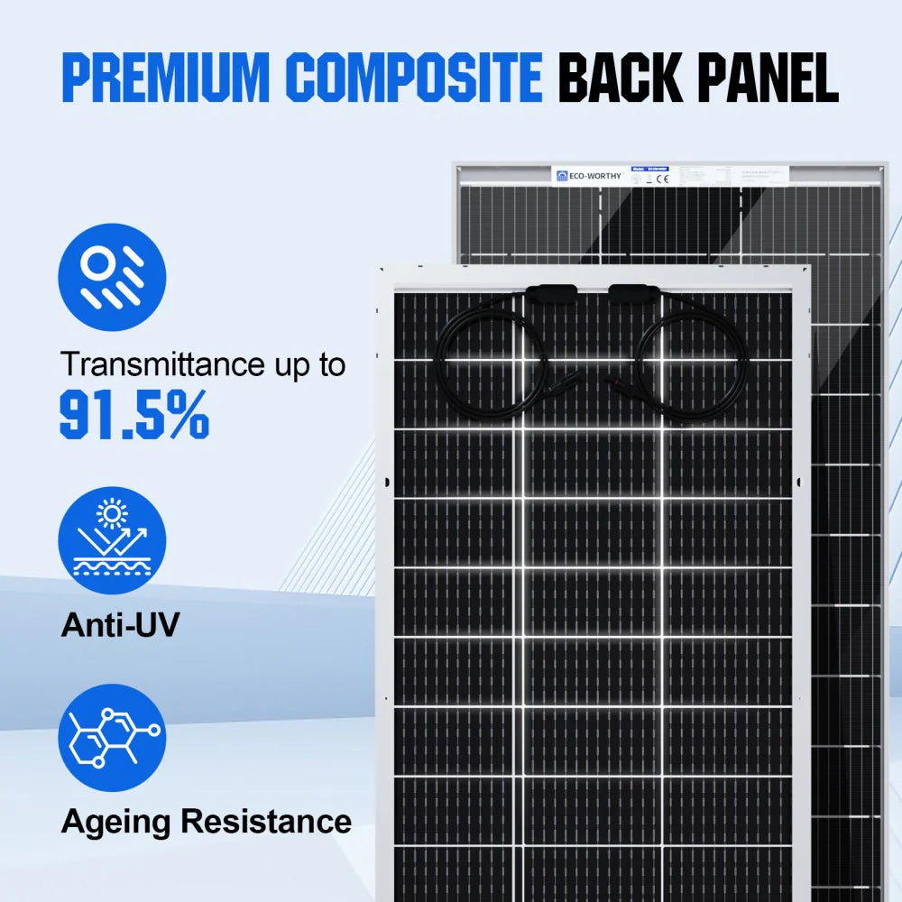FE-FAITH Bifacial 195W 12V Monocrystalline Solar Panel