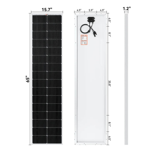 FE-FAITH MEGA 130 SLIM Solar Panel - 130W 12V Compact Narrow UL Certified Panel