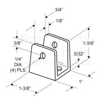 FE-FAITH  Partition SS U Bracket 3/4" Panel 1-1/2" X 1-3/8" L