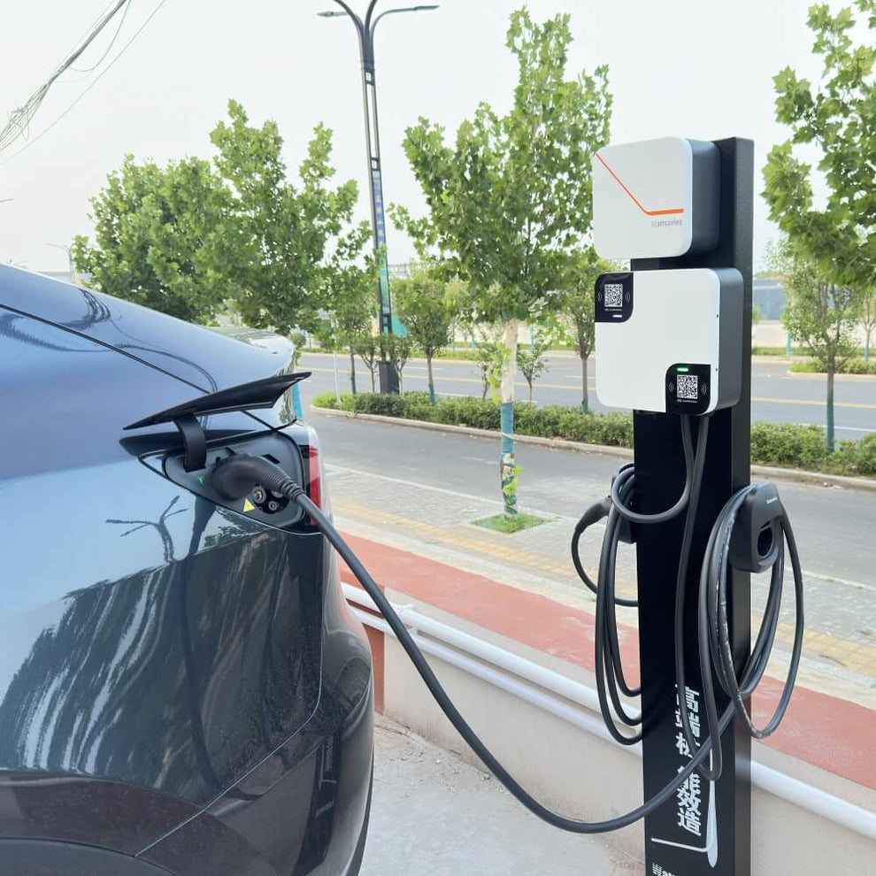 Wattsaving DA14 14kW dual-gun smart AC EV charger with 7kW per port for fast and safe electric vehicle charging at home or commercial sites