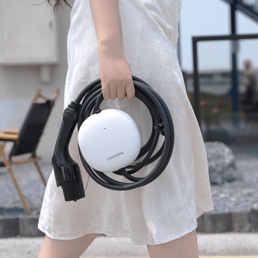 Wattsaving M2 3.5kW portable AC EV charger with IP65 weatherproof rating and 3.5m cable for fast, safe electric vehicle charging on the go
