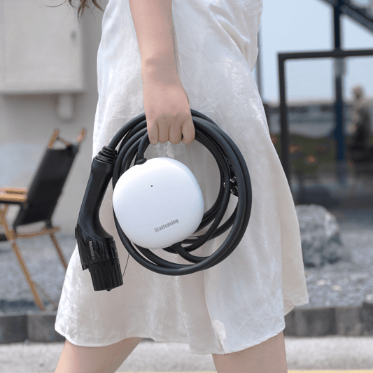 Wattsaving M2 3.5kW portable AC EV charger with IP65 weatherproof rating and 3.5m cable for fast, safe electric vehicle charging on the go