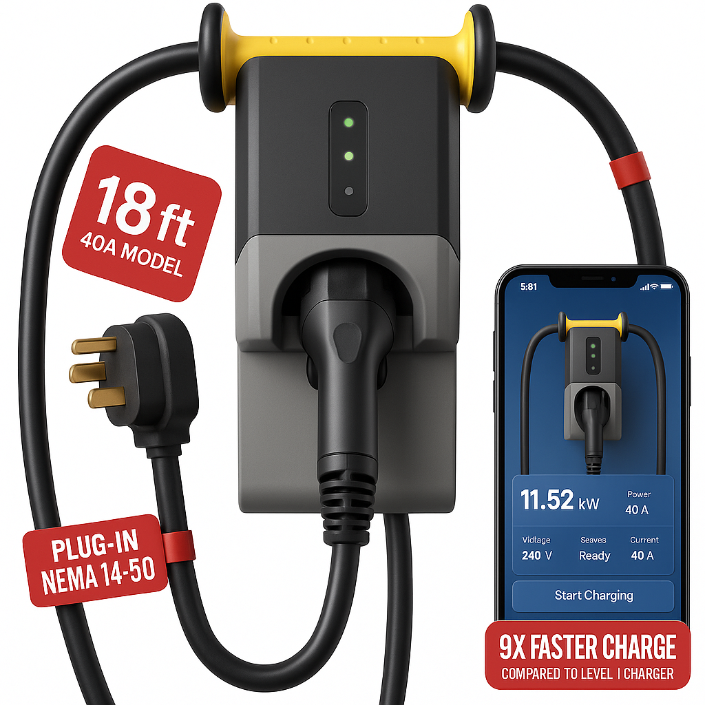 Fe Faith VoltMate™ Level 2 EV Charger – 40A J1772 NEMA 14-50