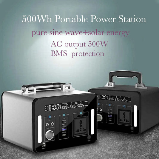 500W  Portable Solar Generator Pure Sine Wave Power Station