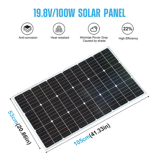 200W (2pcs 100W Rigid Solar Panel