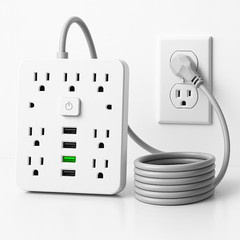 Fe Faith PowerFlow™ Power Strip – 9 Outlets + USB