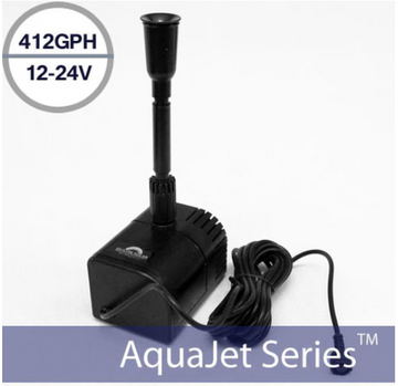 AquaJet Pro 12-24V solar submersible fountain pump with adjustable flow
