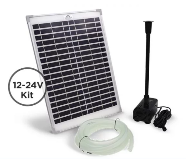 AquaJet Pro 12-24V medium output solar water fountain pump kit with 20W solar panel