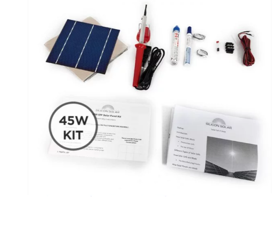 45W DIY solar panel kit with 15 6x6 inch solar cells and soldering tools