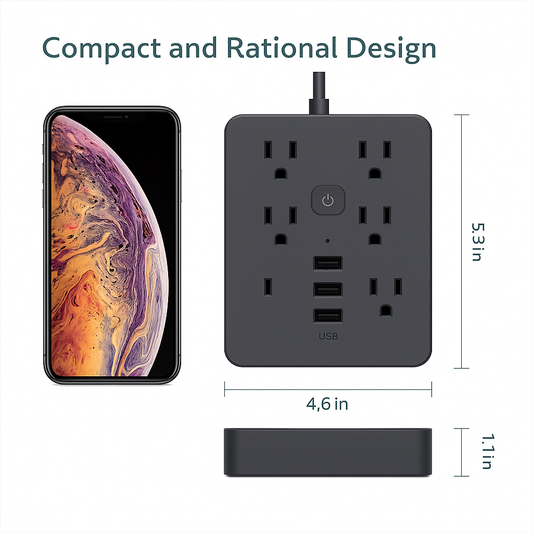 Fe Faith PowerFlow™ Power Strip – 9 Outlets + USB